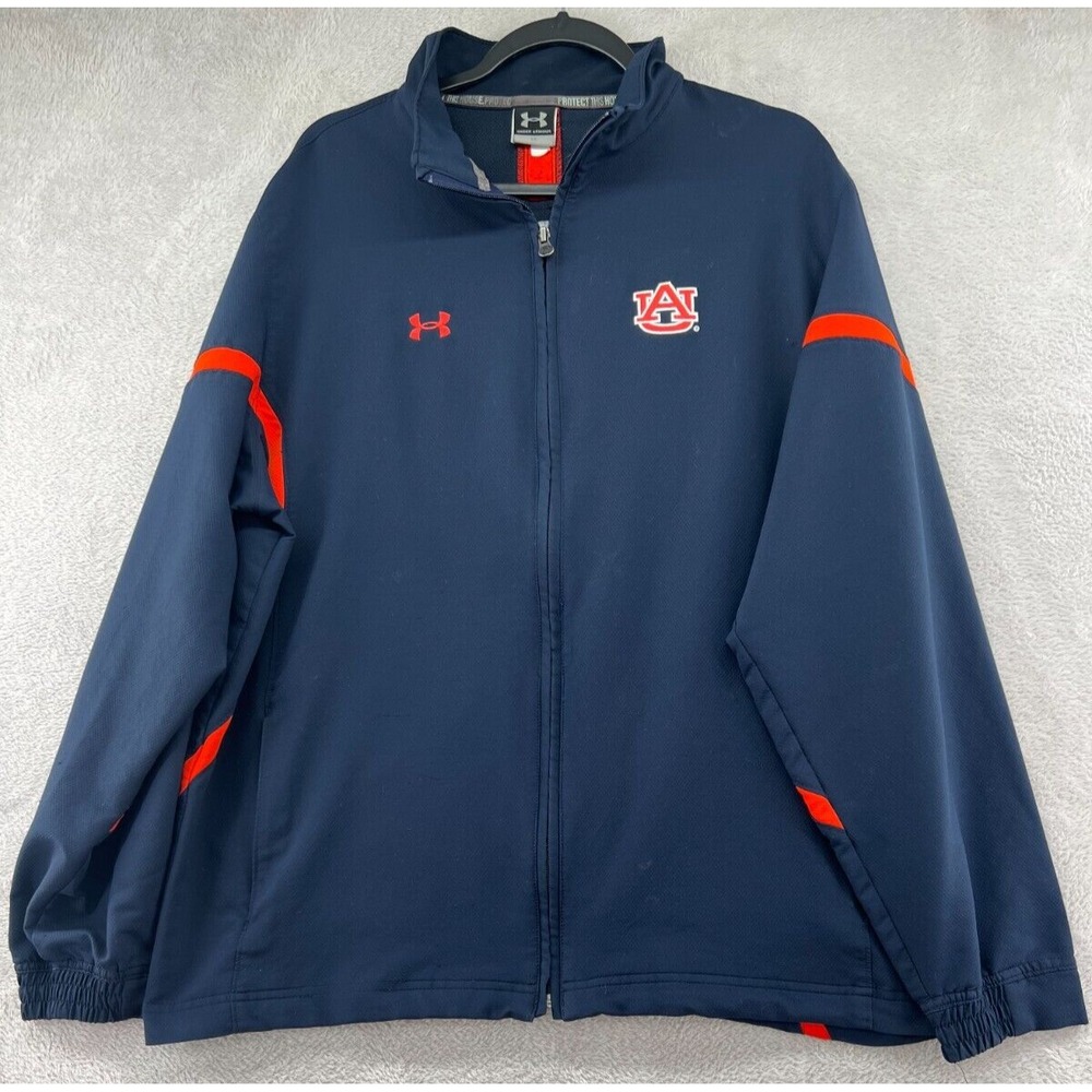 Under Armour Jacket Men's Large War Eagle Auburn Tigers Navy Blue Orange Zip
